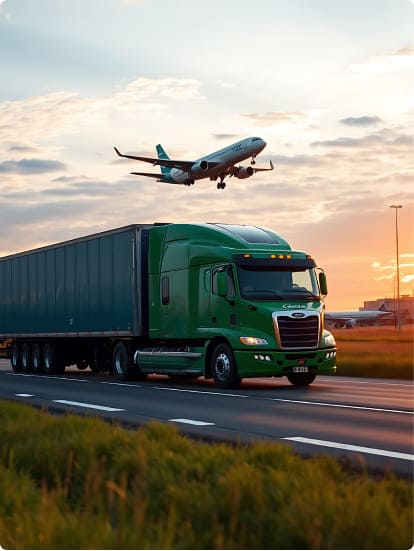 Freight truck and cargo plane