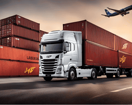 Truck with shipping containers